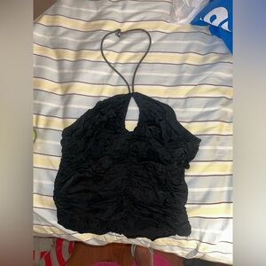 Ruffled chain top with side zipper